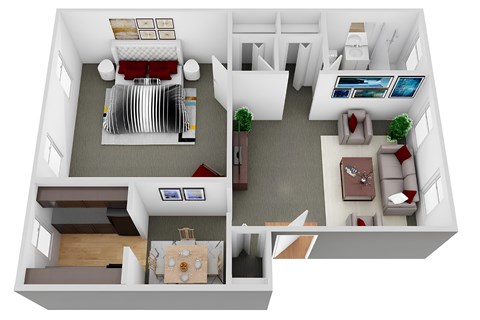 Floor plan for 1 bed, 1 bath, 535 sqft